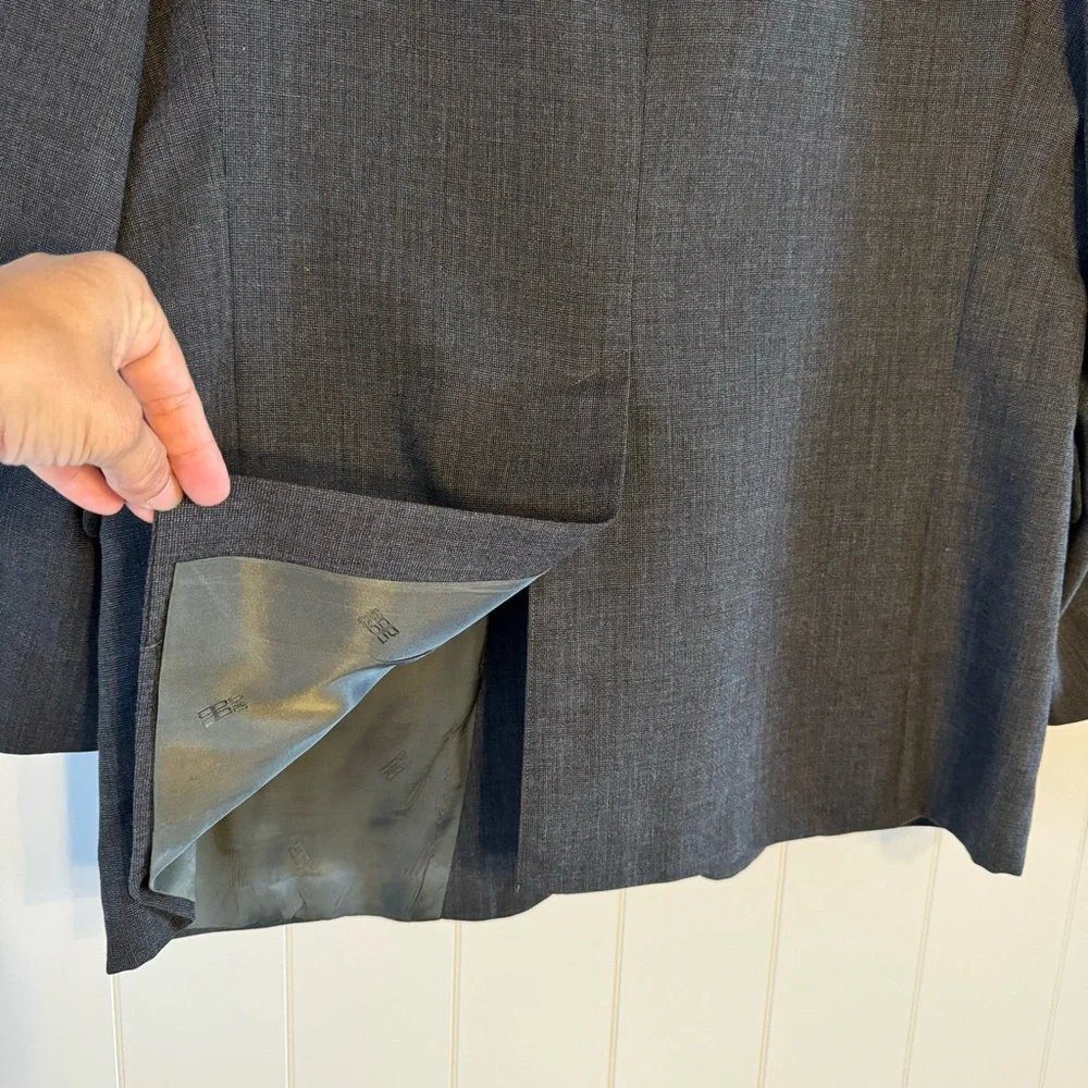 Vintage DAKS London Wool Tattersall Pattern‎ Grey Gray Blazer Sport Coat 42R